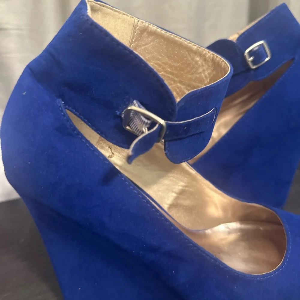 🎓Qupid Royal Blue Platform Heels